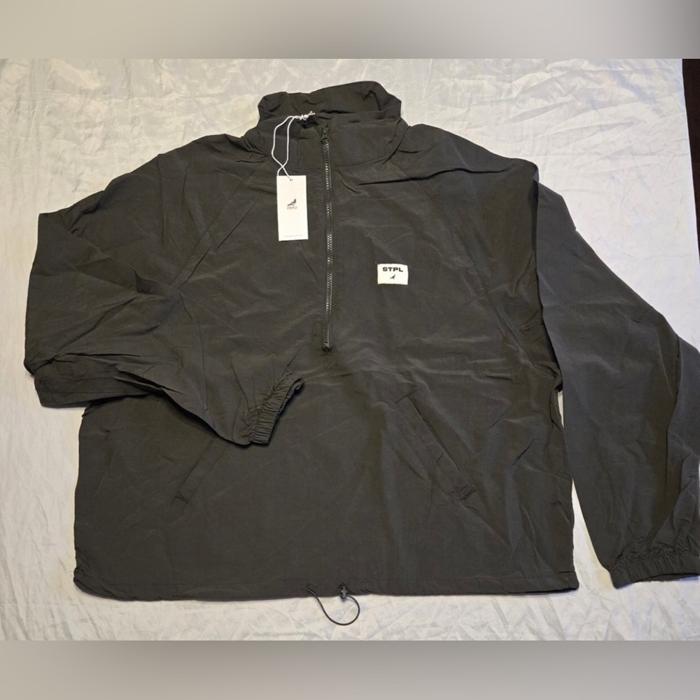 Staple Pigeon Jacket Large Windbreaker Lightweight Charcoal Black NWT Half Zip